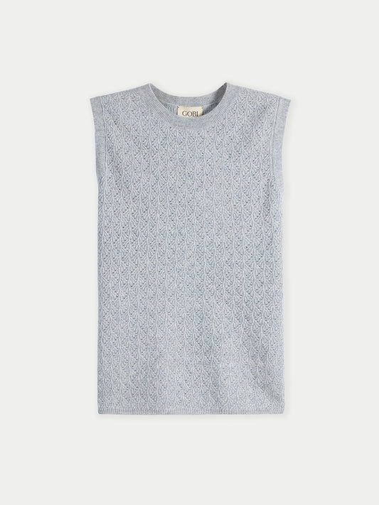 Ajour Knit Crewneck Cashmere Vest