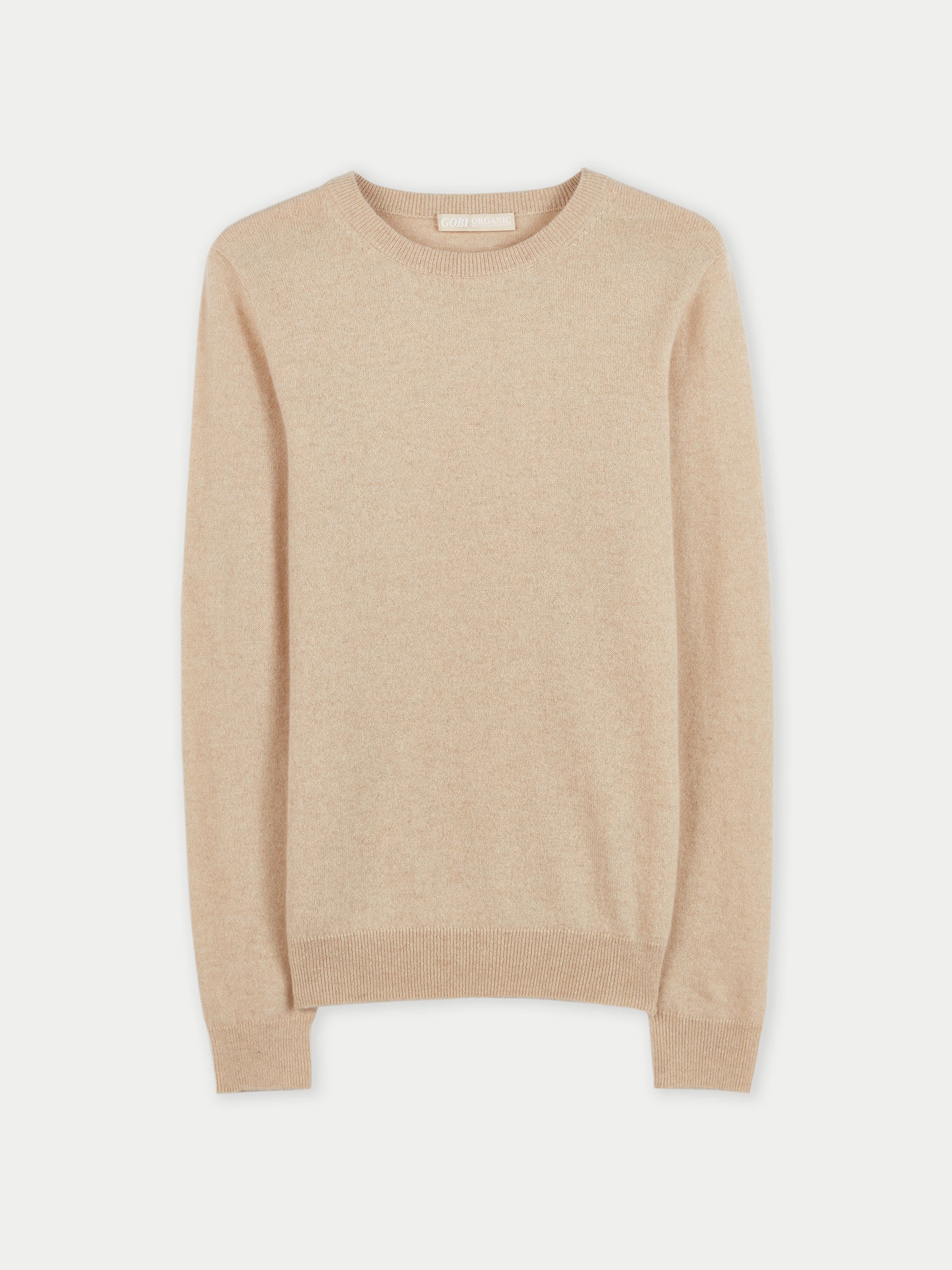 Women's Organic Crew Neck Jumper Sweater Beige - Gobi Cashmere