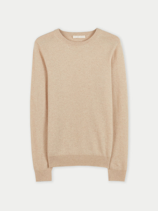 Women's Organic Crew Neck Jumper Sweater Beige - Gobi Cashmere