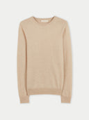 A beige crew neck cashmere sweater. #color_beige