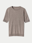 Women's Jersey Knitted Cashmere Top Taupe - Gobi Cashmere #color_taupe