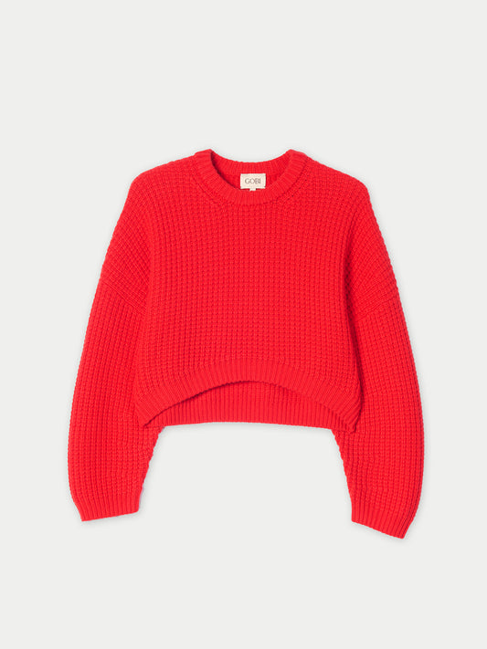 Oval-Sleeve Cropped Cashmere Jumper