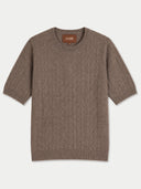 Flat lay of the Cashmere Short-Sleeve Cable Jumper.