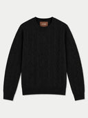 Flat lay of the Cashmere Cable-Pattern Crew-Neck Jumper.
