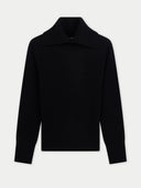 Women's Fold-Over Turtleneck Cashmere Jumper | GOBI UK #color_black