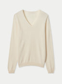 Women’s V-Neck Cashmere Sweater Off-White | GOBI UK