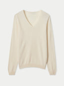 Women’s V-Neck Cashmere Sweater Off-White | GOBI UK #color_marshmallow