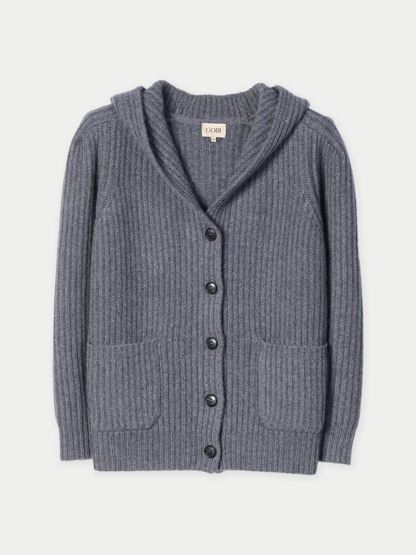 Wide-Shoulder Hooded Cashmere Cardigan