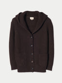 Wide-Shoulder Hooded Cashmere Cardigan Brown | GOBI UK #color_mole