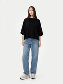 Timeless Knitted Poncho Black - Gobi Cashmere
