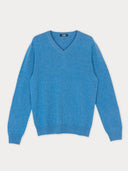 Men’s Basic V-Neck Cashmere Sweater Blue | GOBI UK #color_blue