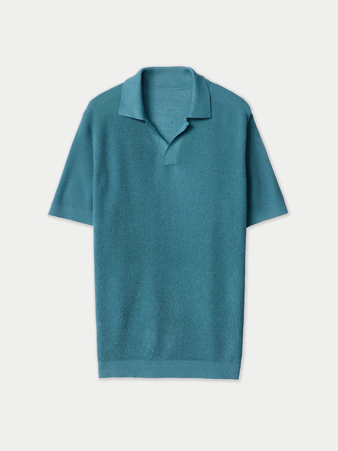 Open Collar Cashmere Silk Polo Shirt