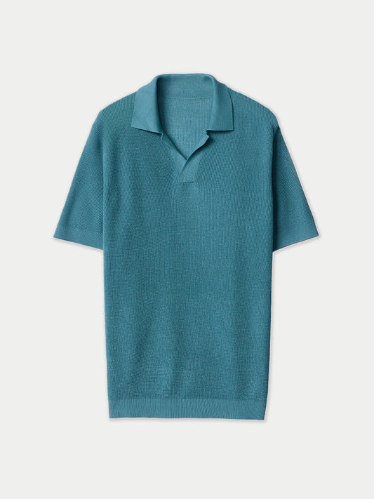 Open Collar Cashmere Silk Polo Shirt