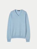 A light blue cashmere V-neck jumper #color_light-blue