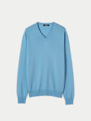 Men's Cashmere Essential V-Neck Sweater Navy - Gobi Cashmere #color_azure-blue