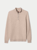 Men's Waffle Knit Cashmere Half-Zip Jumper | GOBI UK #color_warm-grey