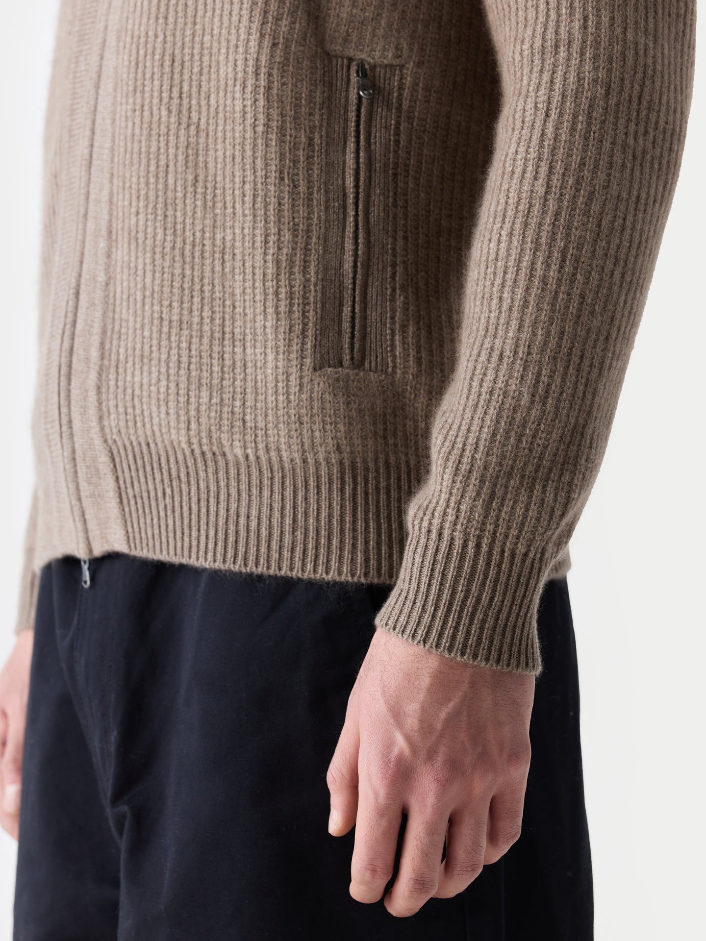 Organic Colour Men's Twо-Tone Full-Zip Cashmere Cardigan