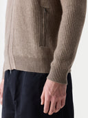 Men's Twо-Tone Full-Zip Cashmere Cardigan | GOBI UK #color_taupe