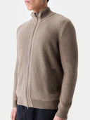 Men's Twо-Tone Full-Zip Cashmere Cardigan | GOBI UK #color_taupe