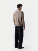 Men's Twо-Tone Full-Zip Cashmere Cardigan | GOBI UK #color_taupe