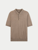 Men Classic Polo Shirt with Short Sleeve Taupe - Gobi Cashmere