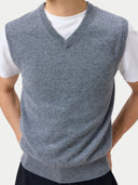 Timeless V-Neck Cashmere Vest Dim Gray - Gobi Cashmere