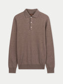 Brown sweater with collar and buttons on a light gray background