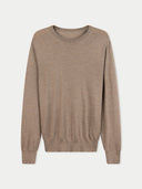 Cashmere Silk C-Neck Jumper Taupe - Gobi Cashmere