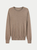 Cashmere Silk C-Neck Jumper Taupe - Gobi Cashmere #color_taupe
