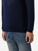Men Cashmere Silk High Neck  Jumper Mood Indigo - Gobi Cashmere