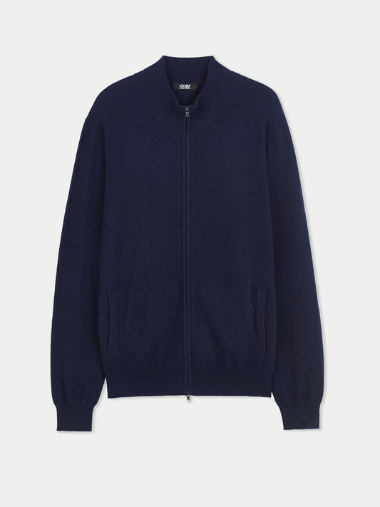 Men's Cashmere Full Zip Cardigan Navy - Gobi Cashmere