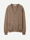 Men’s Cashmere V-Neck Button Cardigan Tan | GOBI UK