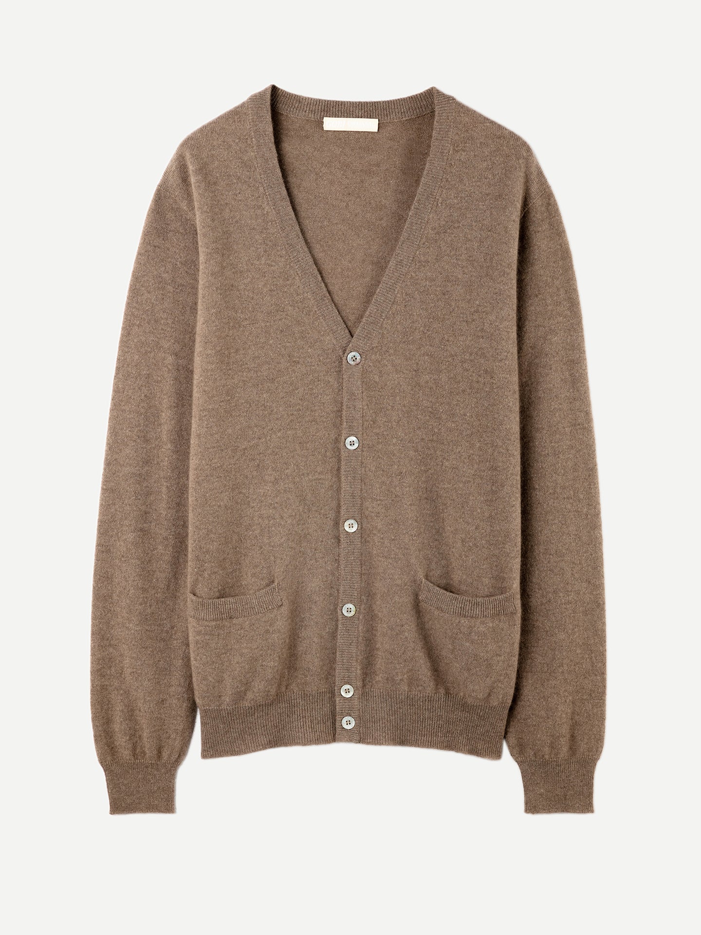 Men's Cashmere V-neck Cardigan Taupe - Gobi Cashmere