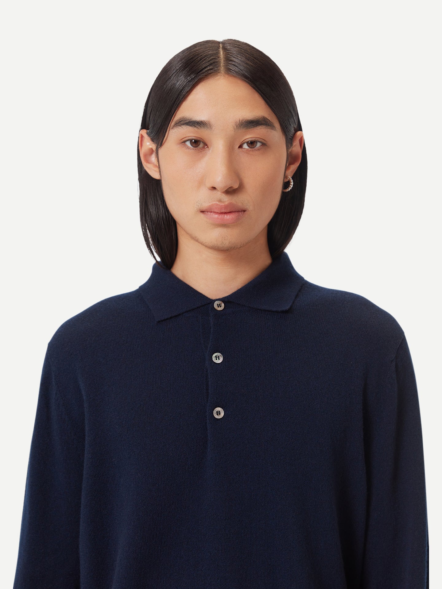 Men's Cashmere Polo Sweater Navy - Gobi Cashmere