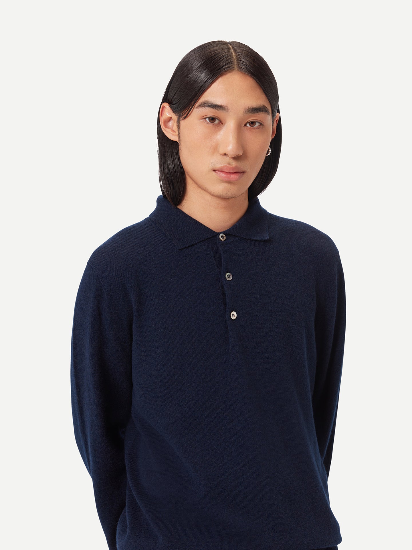 Men's Cashmere Polo Sweater Navy - Gobi Cashmere