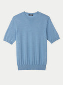 Men's Silk Cashmere Casual T-shirt Blue - Gobi Cashmere #color_blue