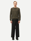 Mouliné Crew-Neck Cashmere Jumper Burnt Olive - Gobi Cashmere #color_burnt-olive