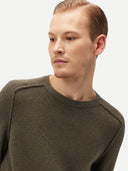 Mouliné Crew-Neck Cashmere Jumper Burnt Olive - Gobi Cashmere #color_burnt-olive
