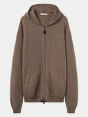 Women's Organic Color Zip Hoodie with Pockets Taupe - Gobi Cashmere #color_taupe