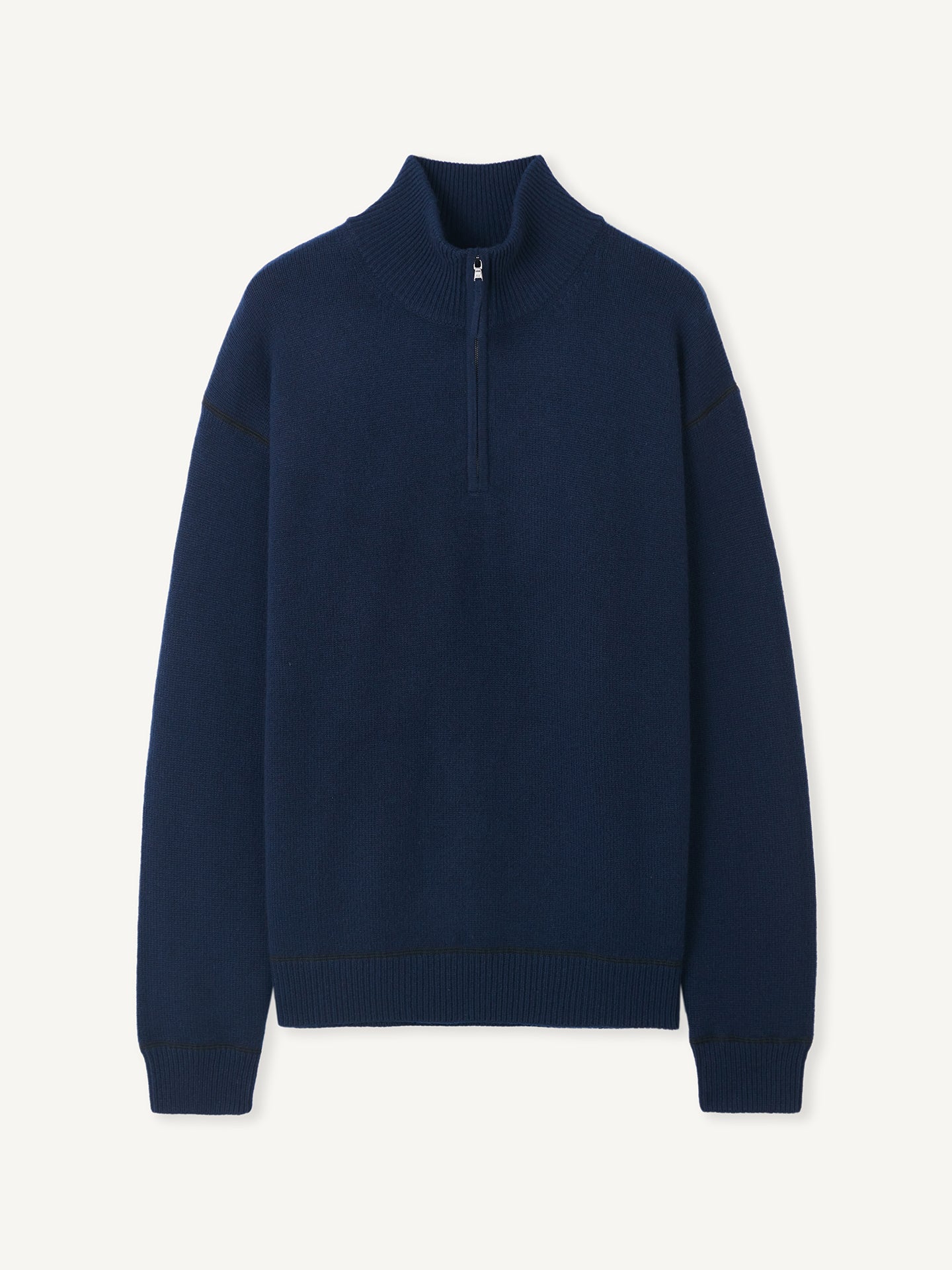 Men’s Cashmere Quarter-Zip Sweater - GOBI Cashmere Navy - Sports Casual