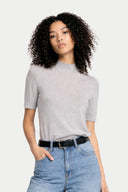 Cashmere Silk Shirt with High Neck Vapor Blue - Gobi Cashmere #color_vapor-blue