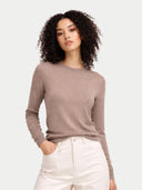 Organic Colour Women C-Neck  Cashmere Jumper Taupe - Gobi Cashmere