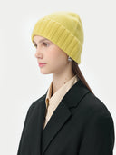 Cashmere Rib Knit Hat /Unisex/ Yellow Iris - Gobi Cashmere #color_yellow-iris