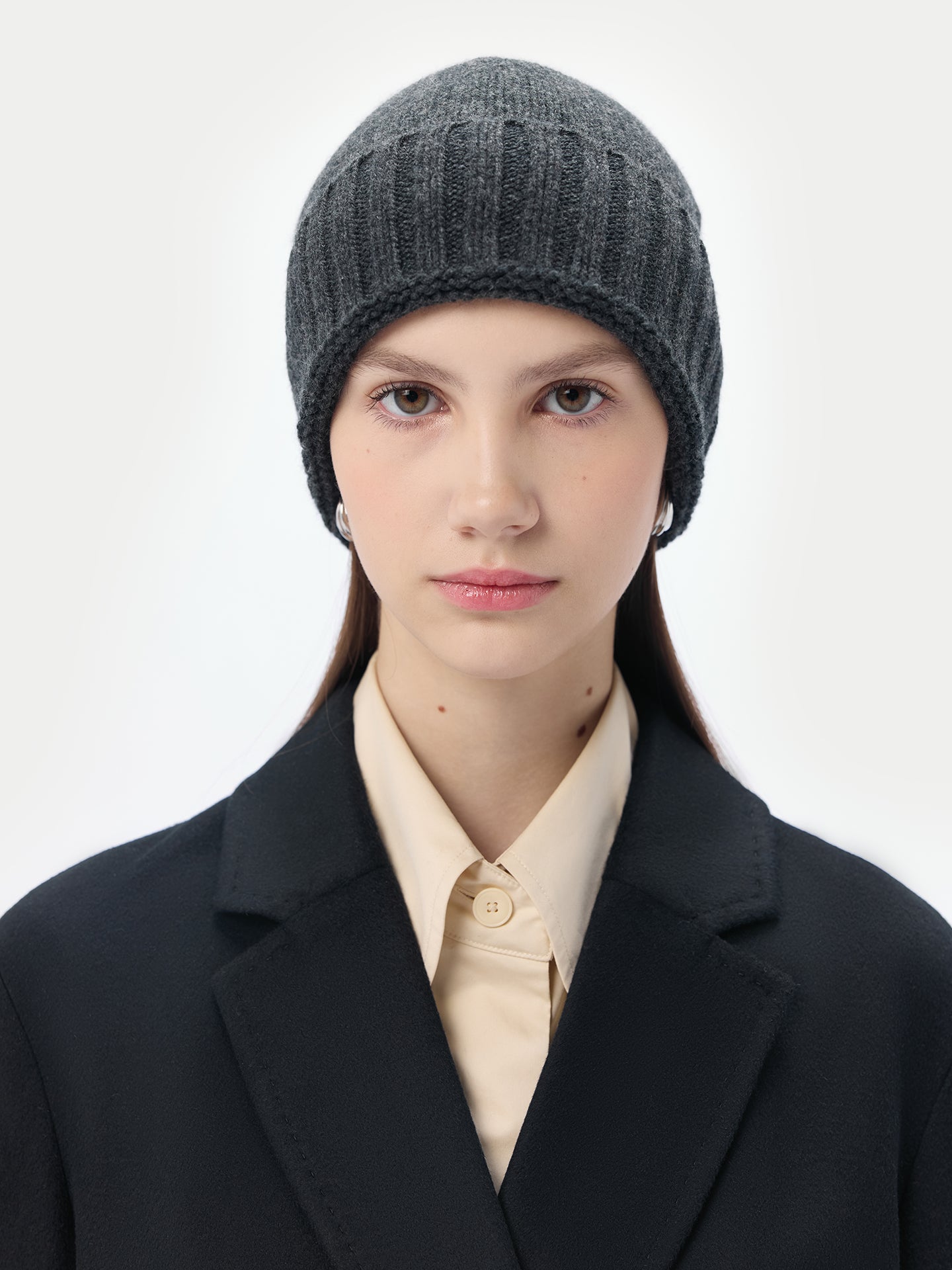 Cashmere Rib Knit Hat /Unisex/