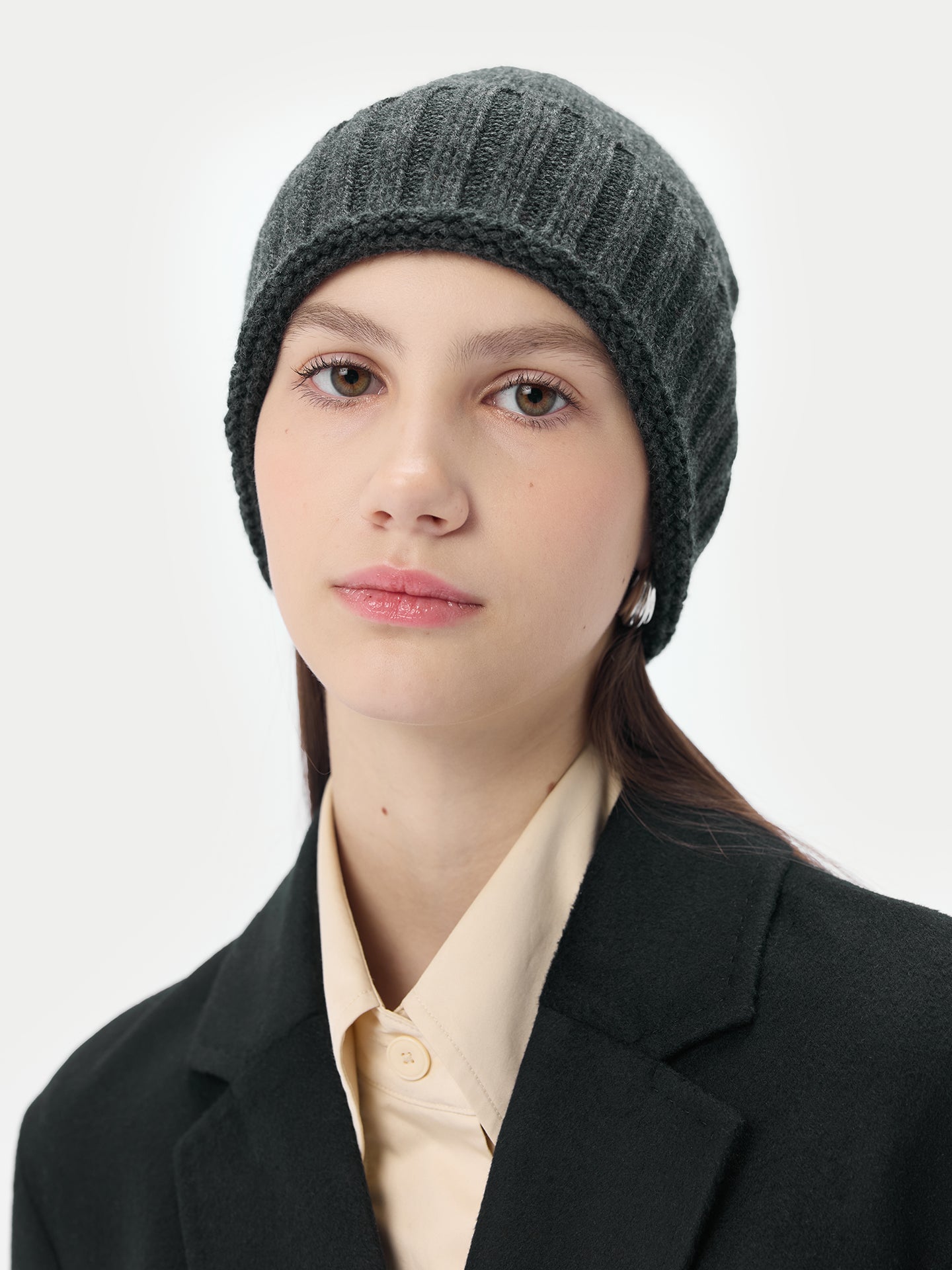 Cashmere Rib Knit Hat /Unisex/