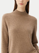 Organic Colour Essential Cashmere Mock Neck Jumper Taupe - Gobi Cashmere #color_taupe