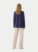 Ajour Knit Open-Front Cashmere Cardigan Crown Blue - Gobi Cashmere