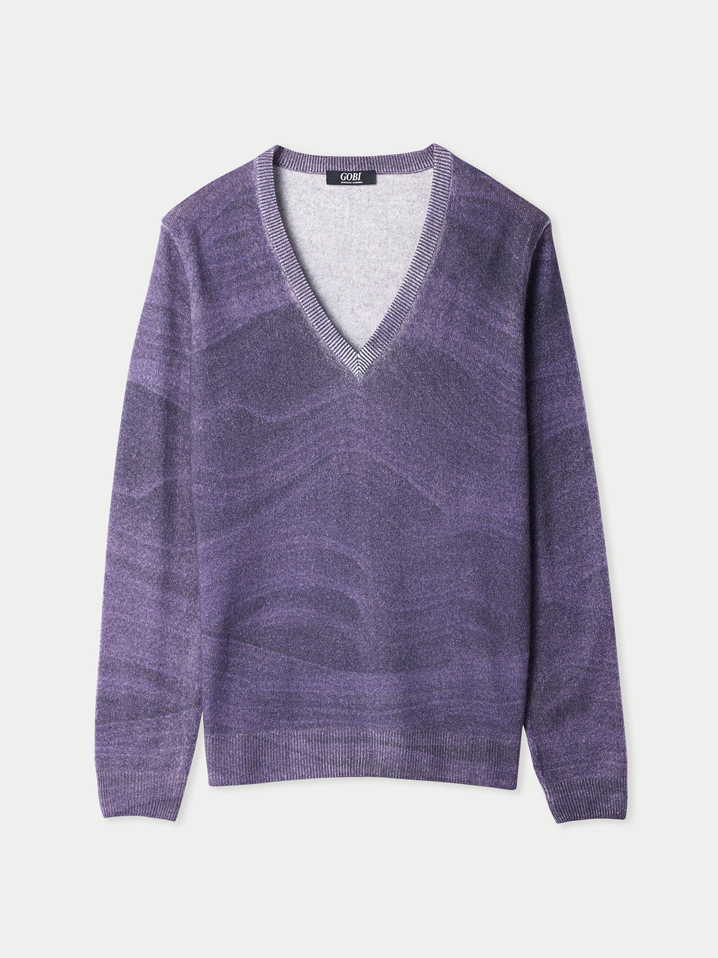 Printed V-Neck Cashmere Sweater