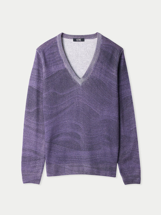 Printed V-Neck Cashmere Sweater