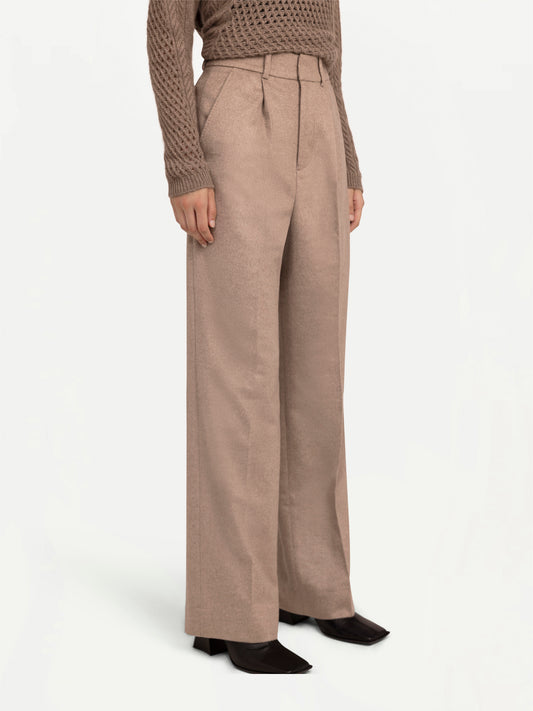 Women's GOBI Cashmere Belted Wide Leg Trousers Giorgio Spina Taupe